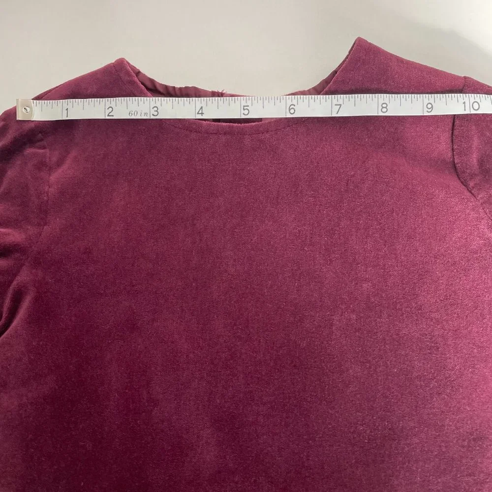 H&M Girls Short Sleeve Button Up Dress Burgundy Velvet Size 3-4Y